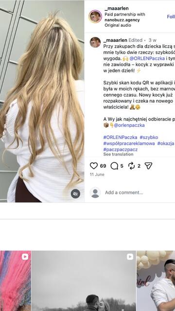 Marlena Parzyszek for ORLEN Paczka (Instagram)